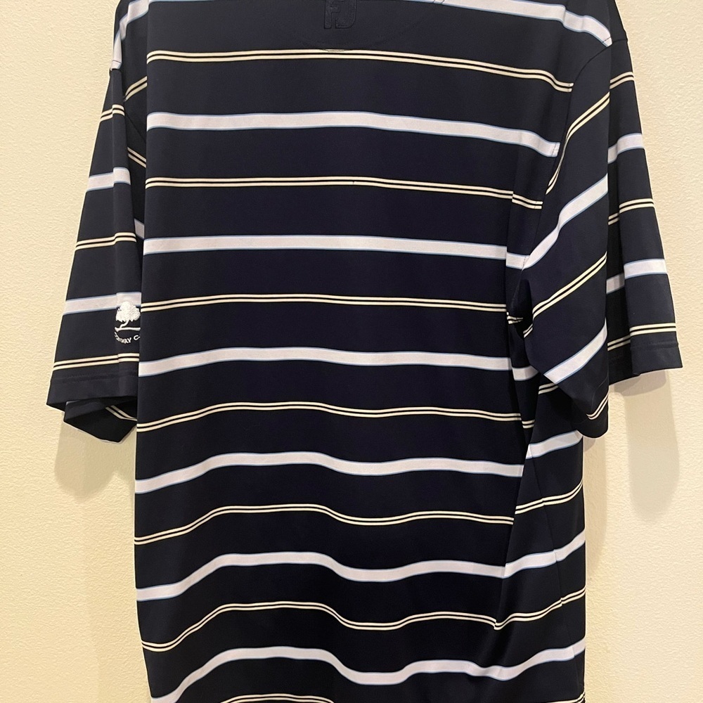 FootJoy Blue and White Striped Polo Shirt - Picture 2 of 5